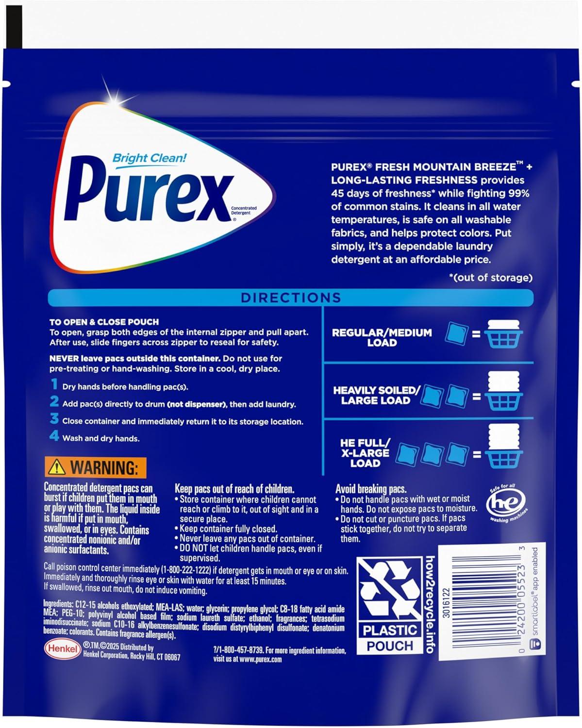 imagePurex Advanced Oxi with Odor Fighter Laundry Detergent Pacs Oxi Power 56 count Pre Measured PacsFresh Mountain Breeze