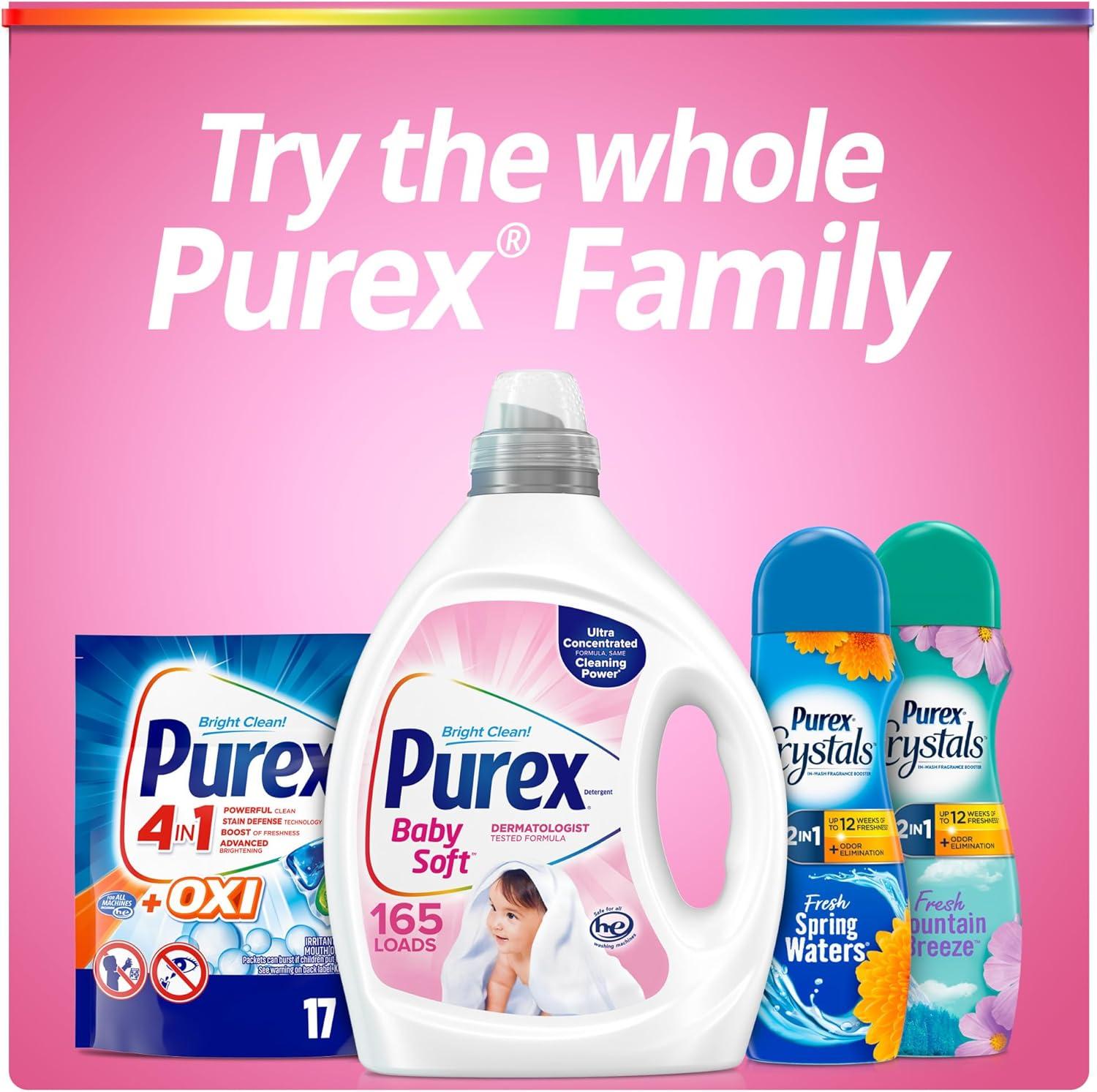 imagePurex Baby Soft Liquid Laundry Detergent Ultra Concentrated 825 fl oz 165 Loads Hypoallergenic Dye Free Gentle on Skin825 Fl Oz Pack of 1