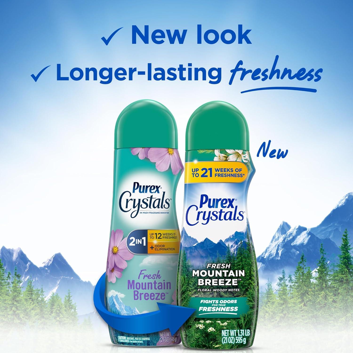 imagePurex Crystals InWash Scent Booster Fresh Lavender Fields 21 oz Pack of 4 LongLasting Freshness amp Odor Elimination TechnologyFresh Mountain Breeze