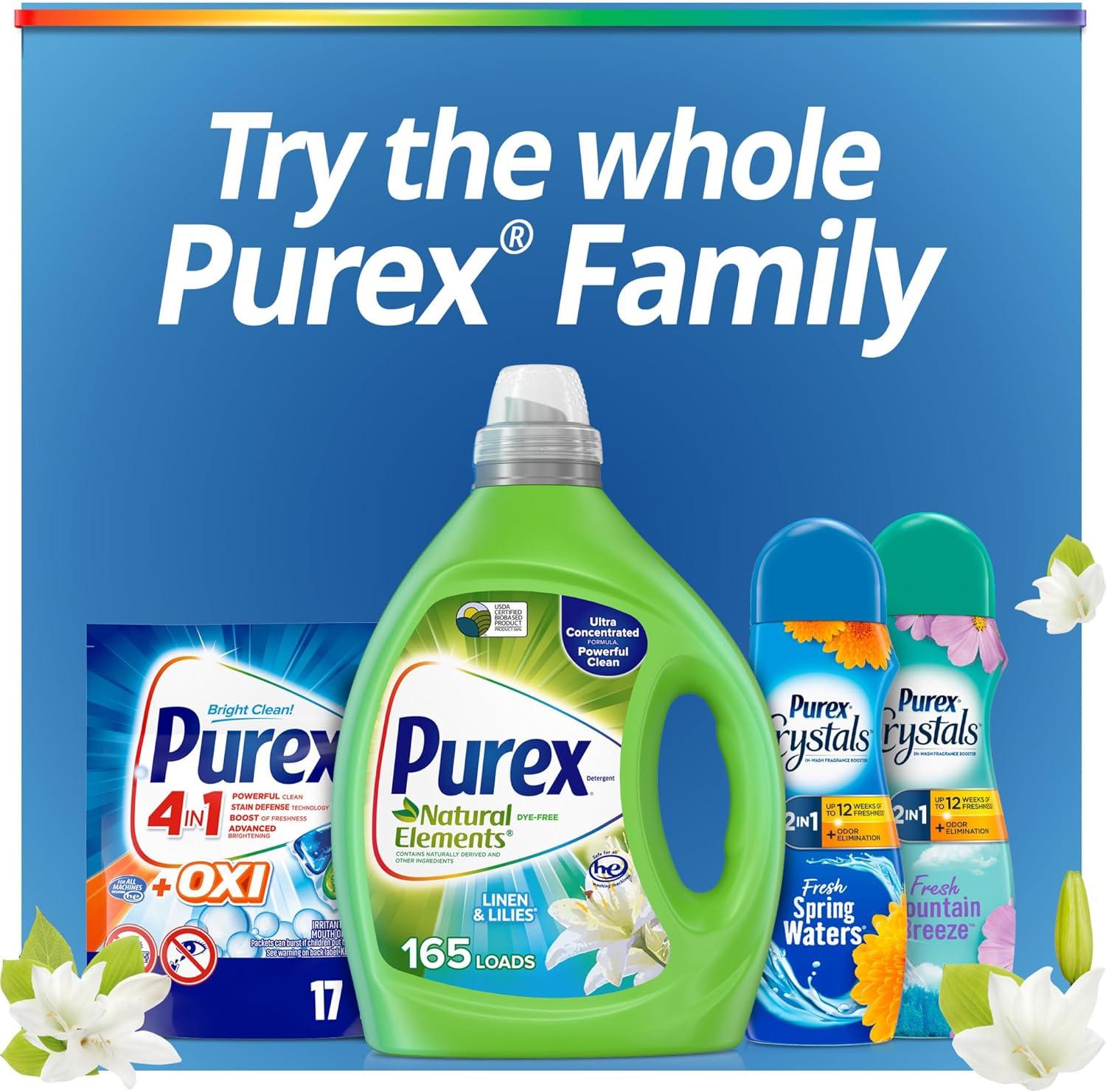 imagePurex Natural Elements Fresh Lilies amp Linen Liquid Detergent 825 oz 165 Loads UltraConcentrated DyeFree USDA Certified Biobased Product3x