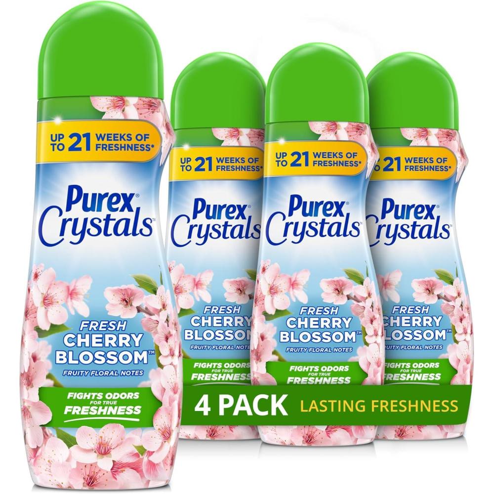 imagePurex Crystals InWash Scent Booster Fresh Lavender Fields 21 oz Pack of 4 LongLasting Freshness amp Odor Elimination TechnologyCherry Blossom  Ginger