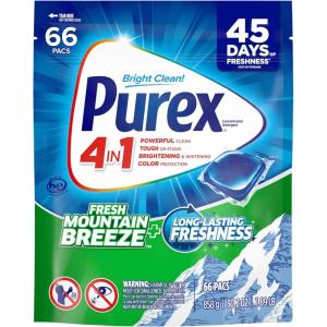 Purex Advanced Oxi with Odor Fighter Laundry Detergent Pacs, Oxi Power, 56 count, Pre Measured Pacs(Fresh Mountain Breeze)