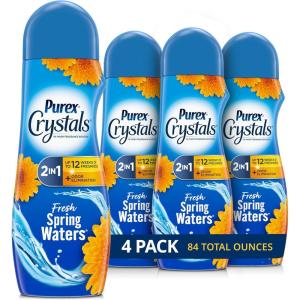 Purex Crystals In-Wash Scent Booster, Fresh Lavender Fields, 21 oz (Pack of 4), Long-Lasting Freshness & Odor Elimination Technology(Fresh Spring Waters)